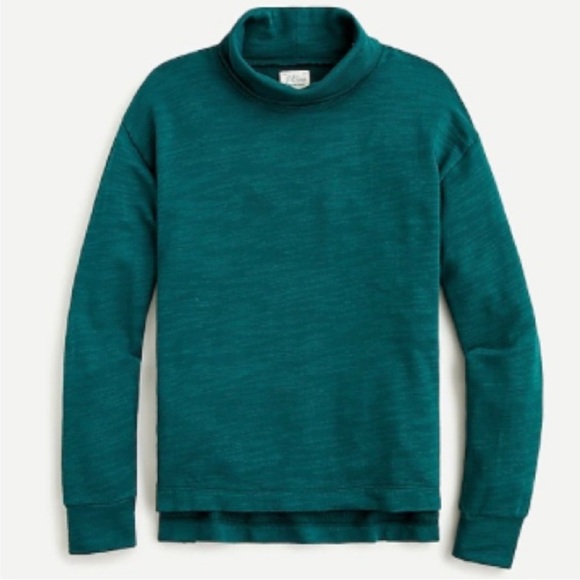J. Crew Tops - J. Crew Vintage Cotton Terry Turtleneck Sweatshirt in Dark Spruce XS